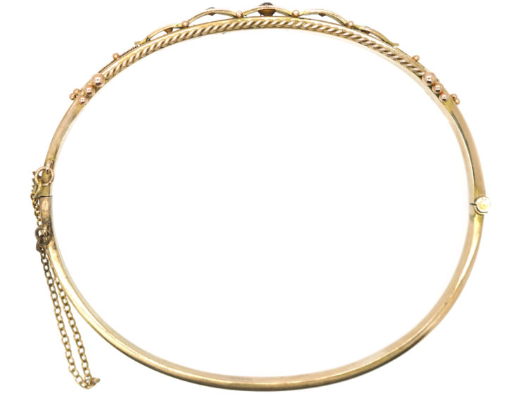 Edwardian 9ct Gold Ruby & Diamond Bangle