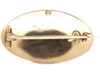 Georgian 15ct Gold, Rose Diamond & Blue Enamel Brooch with Flower Basket Motif