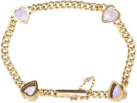 Edwardian 9ct Gold & Amethyst Hearts Bracelet