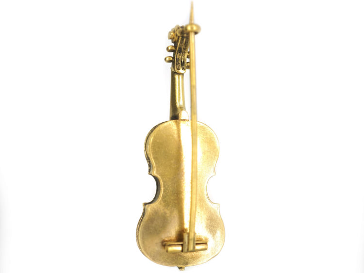 Victorian 15ct Gold Violin Brooch