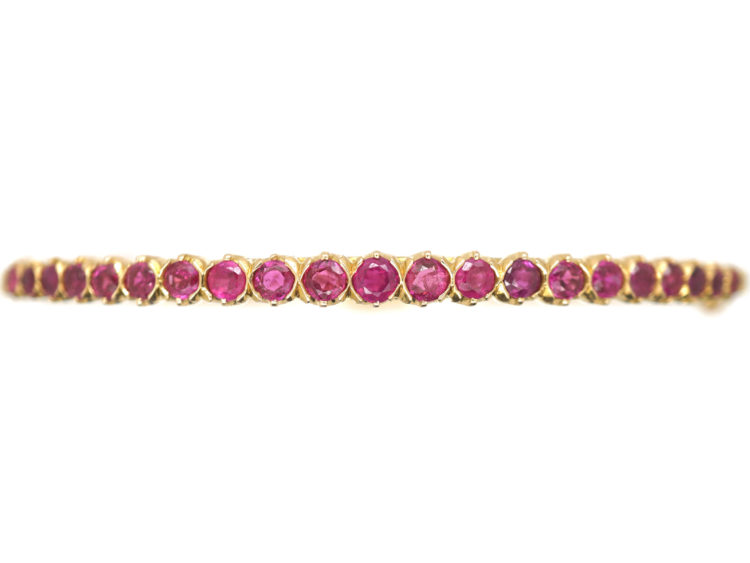 Art Deco Slim 18ct Gold & Ruby Bangle