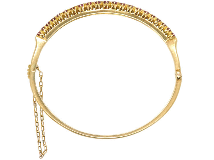 Art Deco Slim 18ct Gold & Ruby Bangle