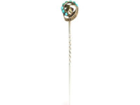 Victorian 9ct Gold & Turquoise Swirl Design Tie Pin