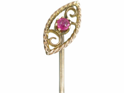 Victorian 9ct Gold Slanting Ruby Eye Design Tie Pin