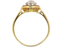 French Art Deco 18ct Gold, Ruby & Diamond Target Ring