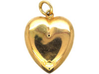 Edwardian 15ct Gold Heart Pendant set with a Rose Diamond