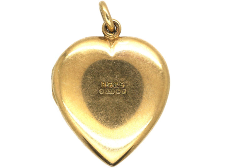 9ct Gold Heart Shaped Locket with Scroll Engraved Detail