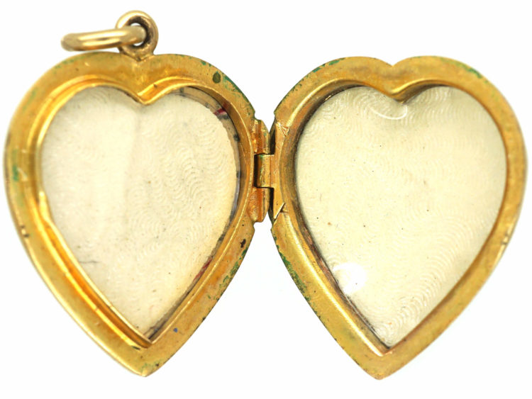 9ct Gold Heart Shaped Locket with Scroll Engraved Detail