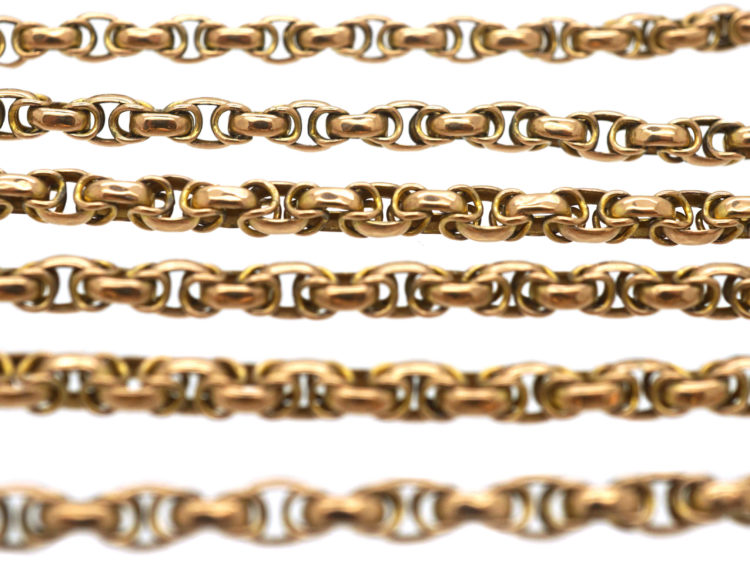 Victorian 9ct Rose Gold Ornate Chain with Dog Clip