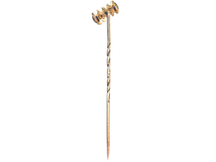15ct Gold, Sapphire & Rose Diamond Tie Pin