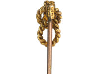 Victorian 15ct Gold Double Knot Rope Tie Pin set with a Garnet