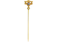 Art Nouveau 14ct Gold & Sapphire Tie Pin
