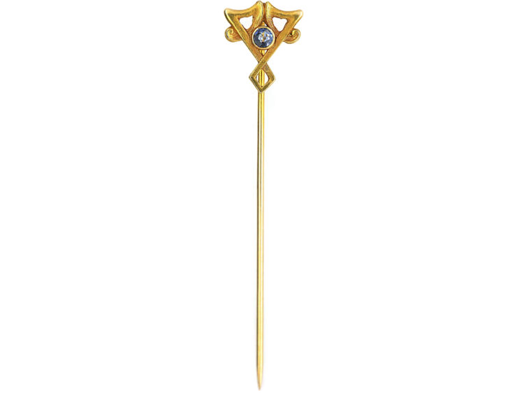 Art Nouveau 14ct Gold & Sapphire Tie Pin