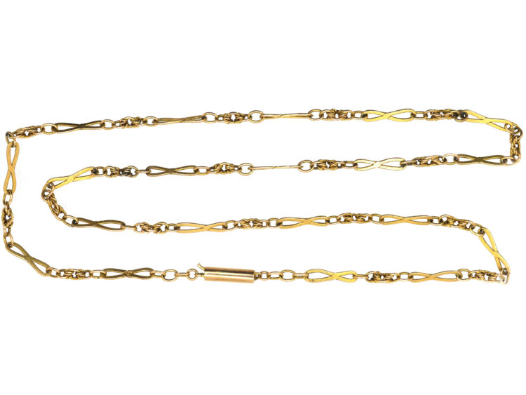 Edwardian Figure of Eight Design 9ct Gold Chain