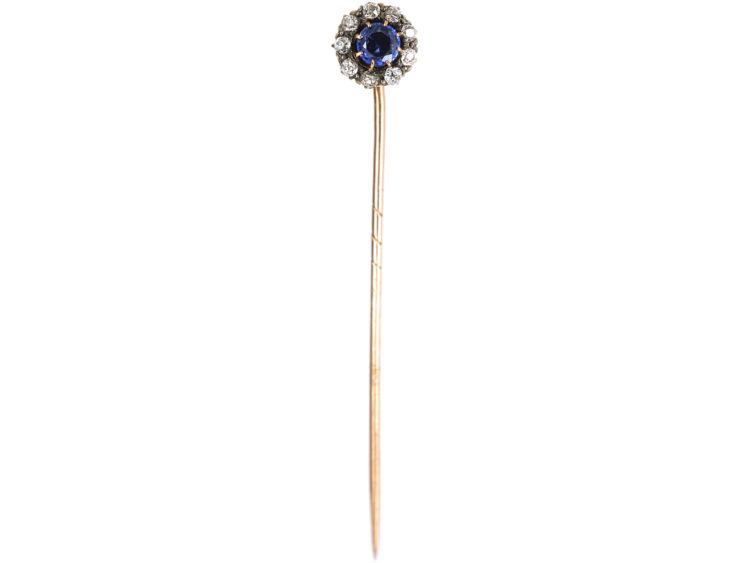 Edwardian Sapphire & Diamond Cluster Tie Pin