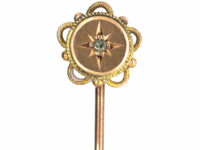 Victorian 9ct Gold & Rose Diamond Round Tie Pin