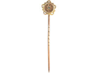 Victorian 9ct Gold & Rose Diamond Round Tie Pin