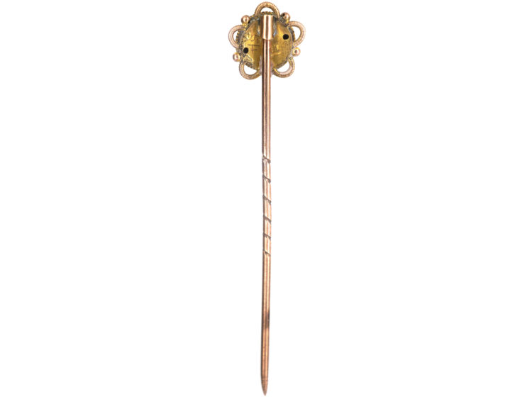 Victorian 9ct Gold & Rose Diamond Round Tie Pin