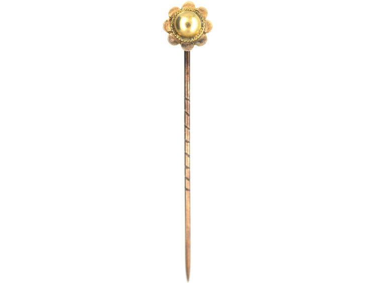 Victorian 9ct Gold Scalloped Edge Tie Pin