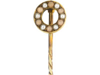 Edwardian Coral & Natural Split Pearl Round Tie Pin