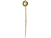 Edwardian Coral & Natural Split Pearl Round Tie Pin