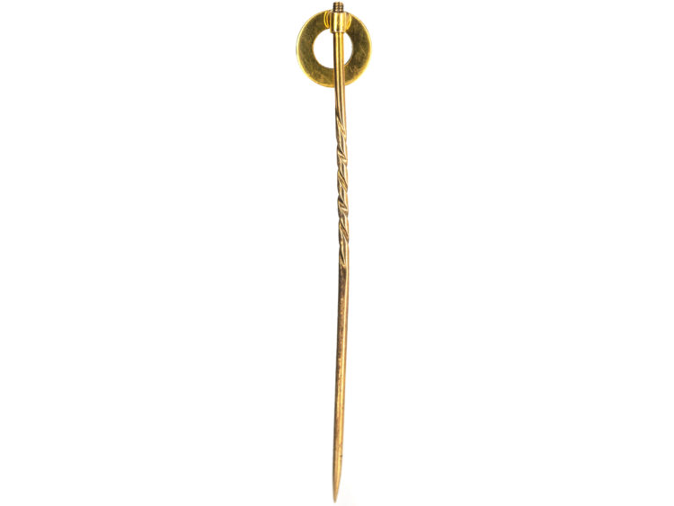 Edwardian Coral & Natural Split Pearl Round Tie Pin