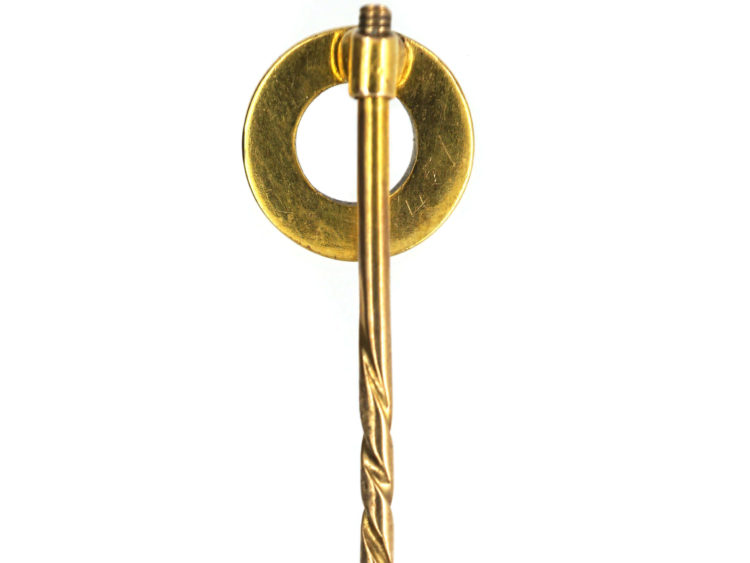 Edwardian Coral & Natural Split Pearl Round Tie Pin