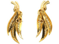 18ct Gold & Diamond Leaf Earrings