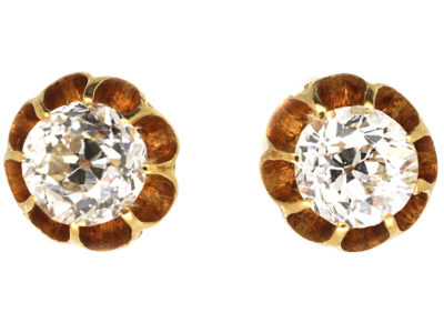Edwardian 18ct Gold Diamond Solitaire Earrings