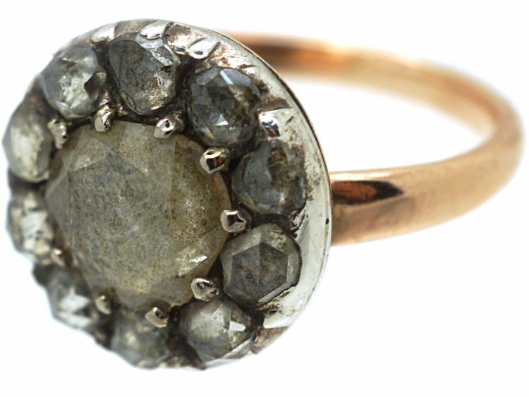 15ct Gold Rose Diamond Cluster Ring