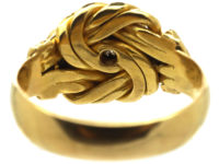 Edwardian 18ct Gold Lover's Knot Ring set with Three Diamonds