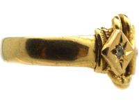 Edwardian 18ct Gold Lover's Knot Ring set with Three Diamonds