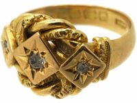 Edwardian 18ct Gold Lover's Knot Ring set with Three Diamonds