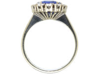 14ct White Gold Large Natural Ceylon Sapphire & Diamond Cluster Ring