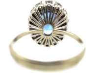 14ct White Gold Large Natural Ceylon Sapphire & Diamond Cluster Ring