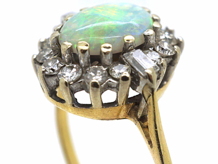 18ct Gold Opal & Diamond Cluster Ring