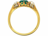 Victorian 18ct Gold Emerald & Diamond Three Stone Ring