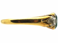 Victorian 18ct Gold Emerald & Diamond Three Stone Ring