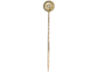 Victorian 15ct Gold Round Tie Pin set with a Rose Diamond