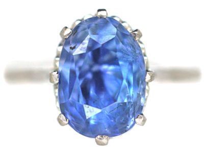Art Deco 18ct White Gold & Ceylon Sapphire Ring