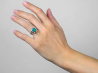 French Platinum Diamond & Emerald Ring