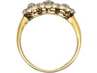Edwardian 18ct Gold, Platinum & Diamond Triple Cluster Ring
