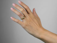 Victorian 18ct Gold Snake Ring set with Diamonds with Ruby Eyes