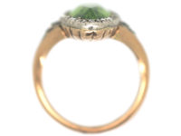 French Belle Epoque 18ct Gold, Peridot & Rose Diamond Marquise Ring