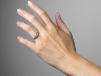 Art Deco Platinum Diamond Solitaire Ring with Diamond Set Pierced Shoulders