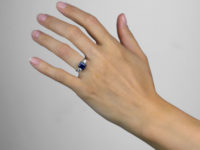 Art Deco Platinum, Sapphire & Diamond Three Stone Ring