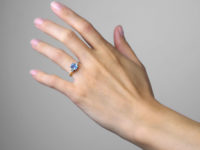18ct Gold Rectangular Cut Aquamarine & Diamond Ring