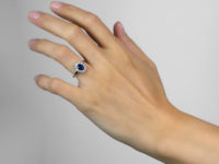 18ct White Gold & Platinum, Sapphire & Diamond Oval Cluster Ring