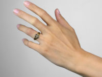 Victorian 18ct Gold Mourning Ring with Natural Split Pearl Cross