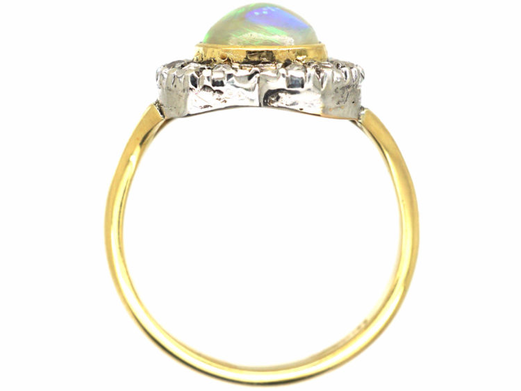 Edwardian 18ct Gold, Diamond & Opal Heart Shaped Ring